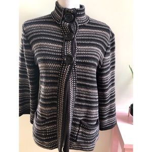 Croft & Barrow Knit Sweater Cardigan Brown Navy